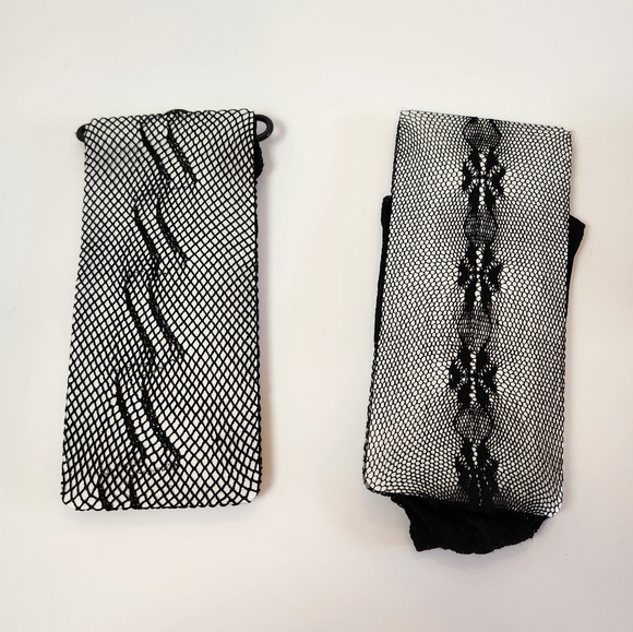 Music Legs Fancy Fishnet Stockings Black New Vintage 90s Cosplay Halloween Goth - Picture 3 of 8